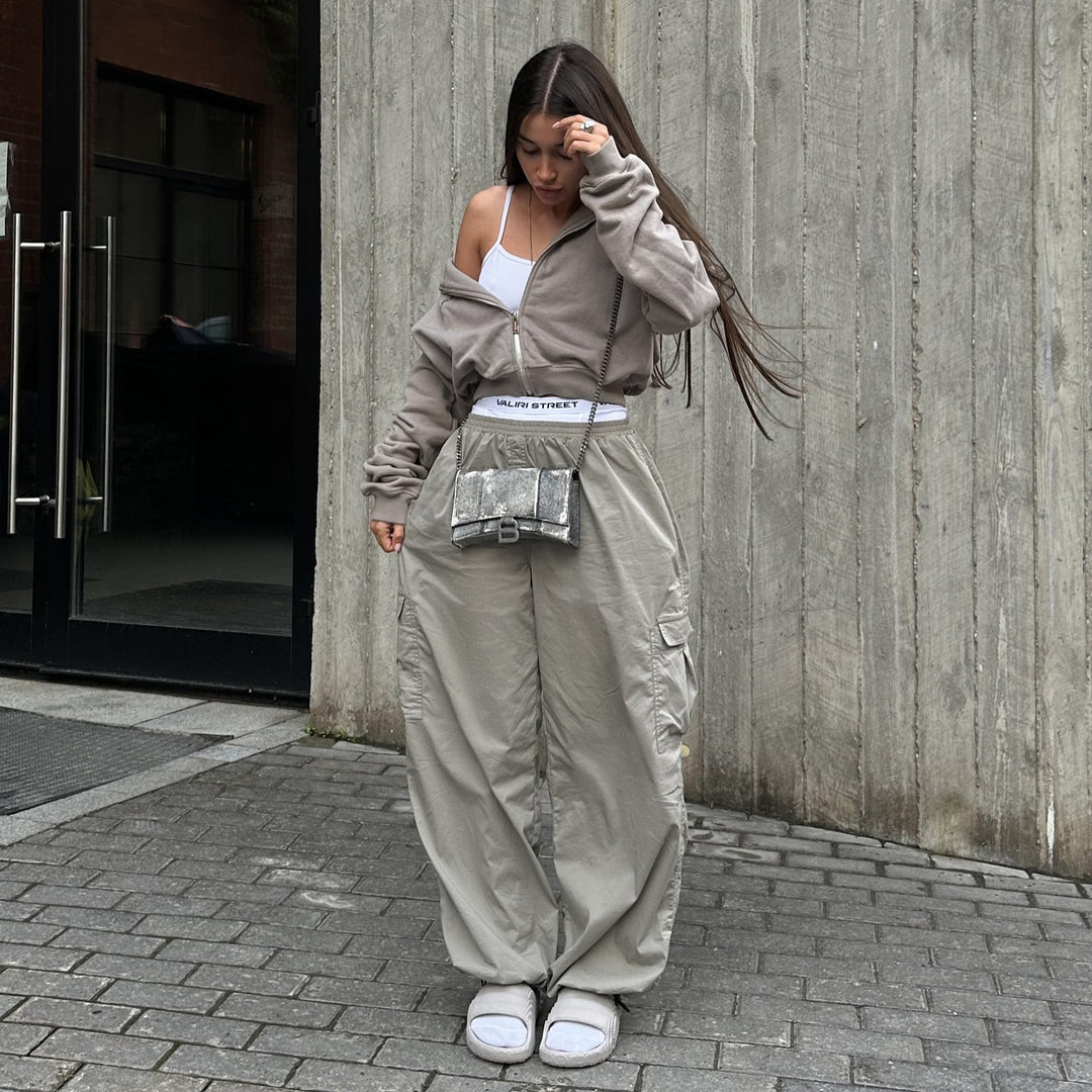 Damen Cargo-Hose im lässigen Utility-Stil mit dehnbarer Taille und praktischen Taschen Drune
