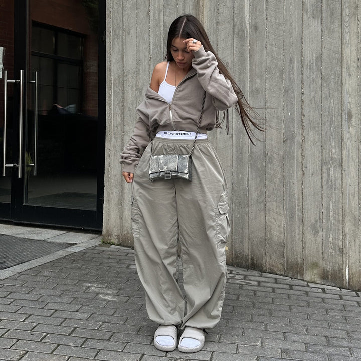 Damen Cargo-Hose im lässigen Utility-Stil mit dehnbarer Taille und praktischen Taschen Drune