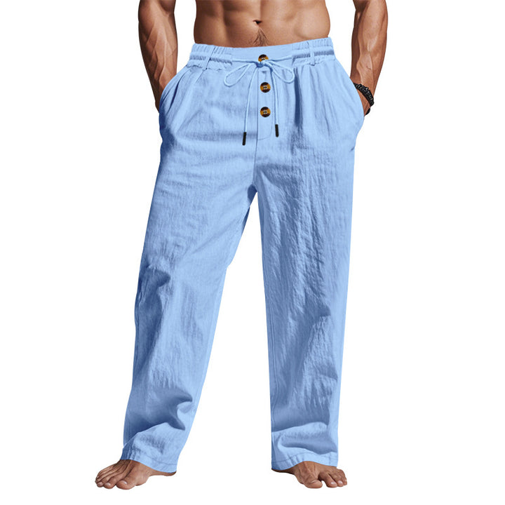 Herren lässige Freizeithose mit verstellbarem Kordelzug und praktischen Seitentaschen Drune