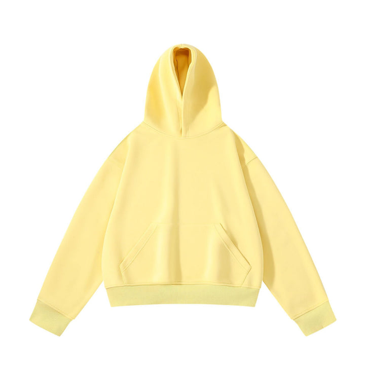 Unisex schwerer Oversize-Kapuzenpullover mit doppellagiger Kapuze Kängurutasche und breitem Rippbund Drune