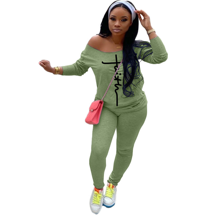Damen Bequemes Off-Shoulder Jumpsuit mit modischem Print und elastischem Bund Drune