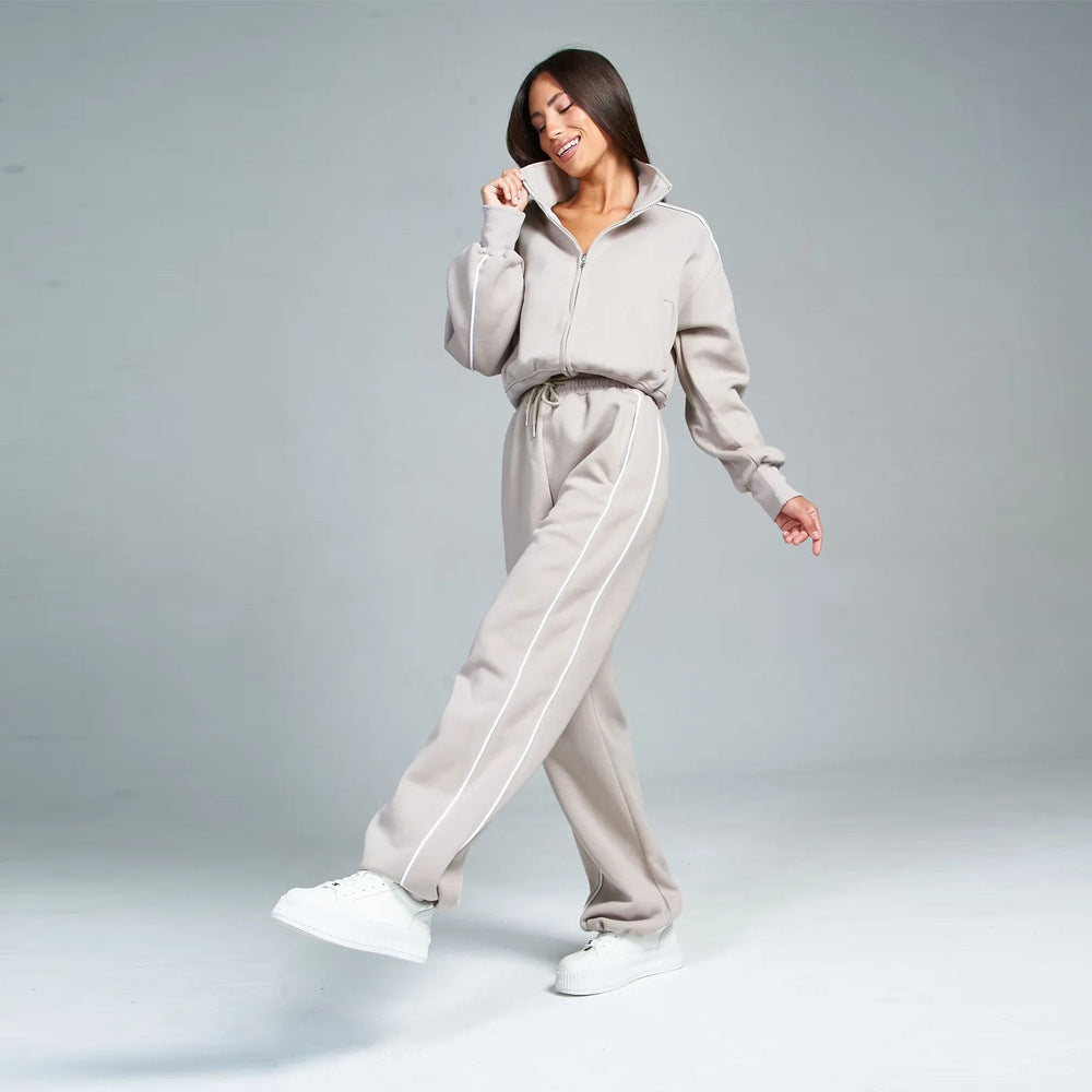 Damen Hochwertiger Sport-Loungewear-Anzug mit Stehkragen Drune