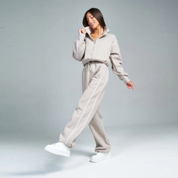 Damen Hochwertiger Sport-Loungewear-Anzug mit Stehkragen Drune