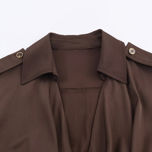 Damen elegantes Wickelkleid mit Gürtel Drune