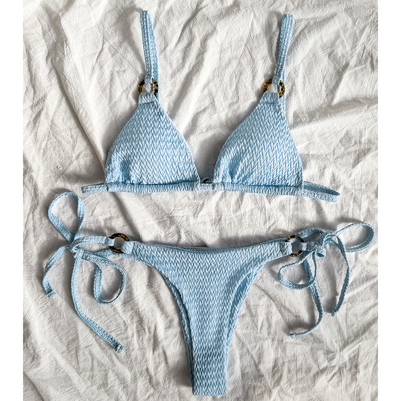 Damen Triangel-Bikini mit verstellbaren Trägern und elegantem Strukturmuster Drune