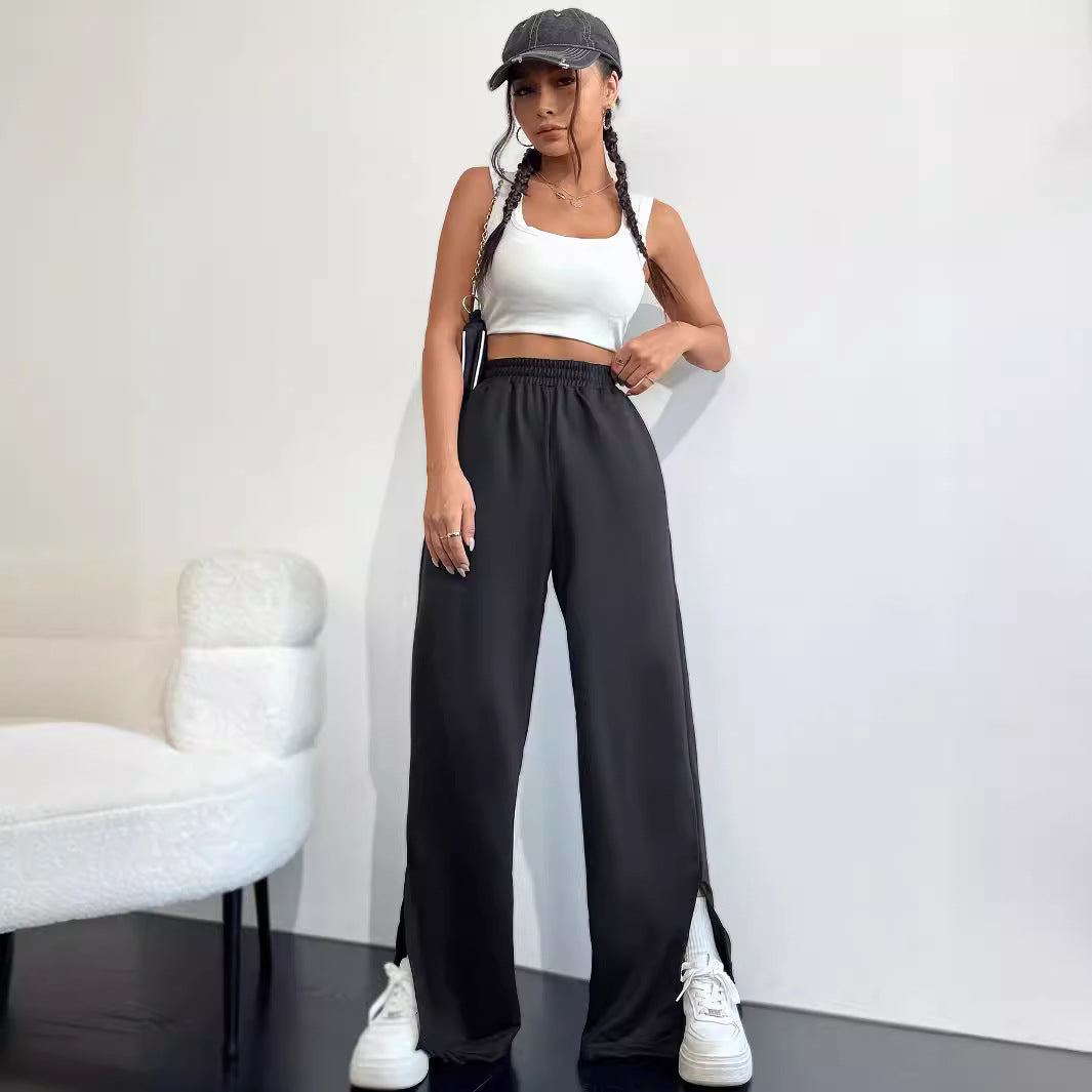 Damen weit geschnittene Freizeithose mit seitlichen Schlitzen Drune