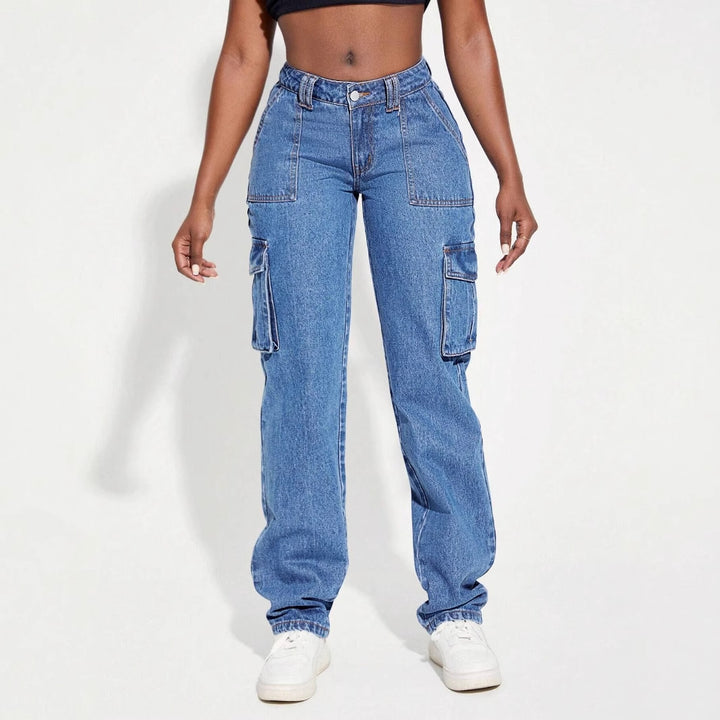 Damen Cargo Jeans mit elastischem Bund und praktischen Seitentaschen Drune