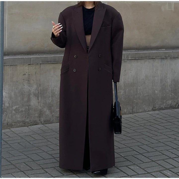 Damen Übergroßer Blazer-Mantel mit doppelter Knopfleiste und weiten Schultern Drune