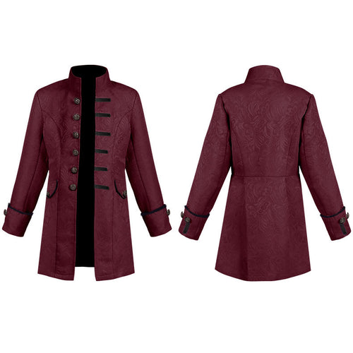 Damen nan taillierter Jacquard-Gehrock mit Stehkragen und dekorativer Knopfleiste Drune