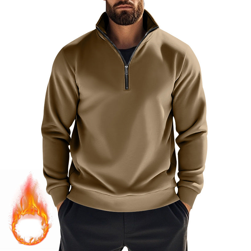 Herren nan thermischer Halbzip-Pullover mit Stehkragen und wärmendem Fleece-Innenfutter Drune