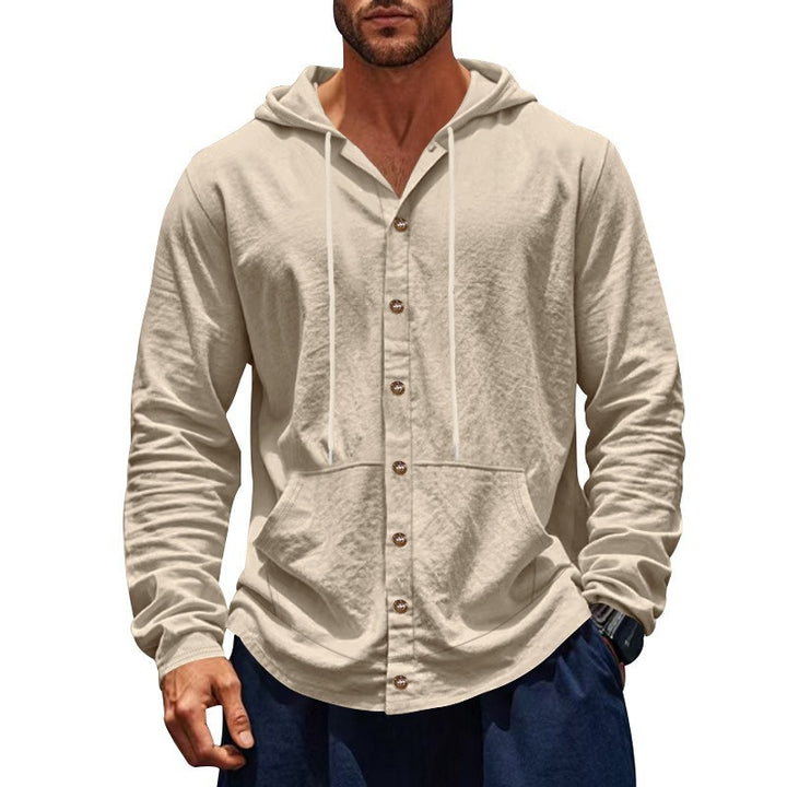 Herren lässiges Kapuzenshirt mit Knopfdetail und praktischen Taschen Drune