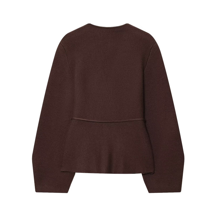 Damen elegante Strickjacke mit tailliertem Schnitt und Bindegürtel Drune