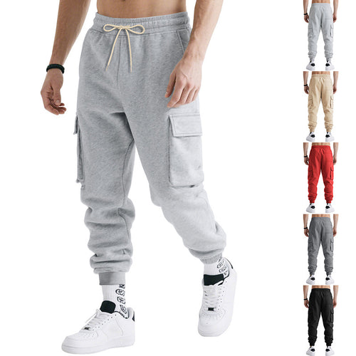 Herren nan technische Cargo-Sweathose mit Doppelklappen-Taschen, elastischem Kordelbund und konischen Rippbündchen Drune