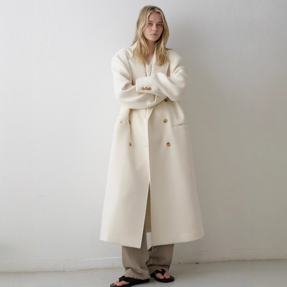 Damen Langer Oversized-Mantel mit doppelter Knopfreihe Drune