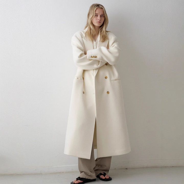 Damen Langer Oversized-Mantel mit doppelter Knopfreihe Drune