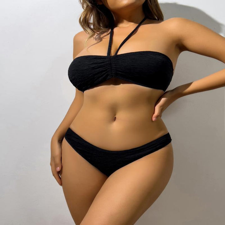 Damen Bandeau-Bikini mit elastischen Trägern und raffiniertem Wickeldetail Drune