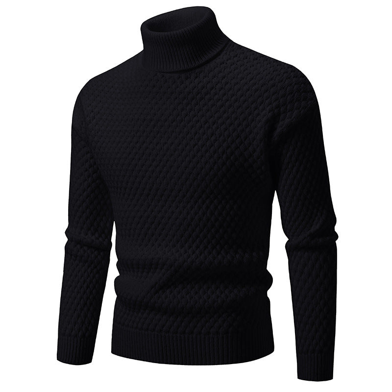 Herren Strickpullover mit hohem Kragen und strukturierter Oberfläche Drune