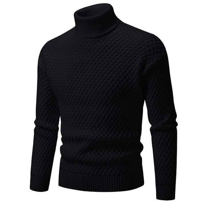Herren Strickpullover mit hohem Kragen und strukturierter Oberfläche Drune