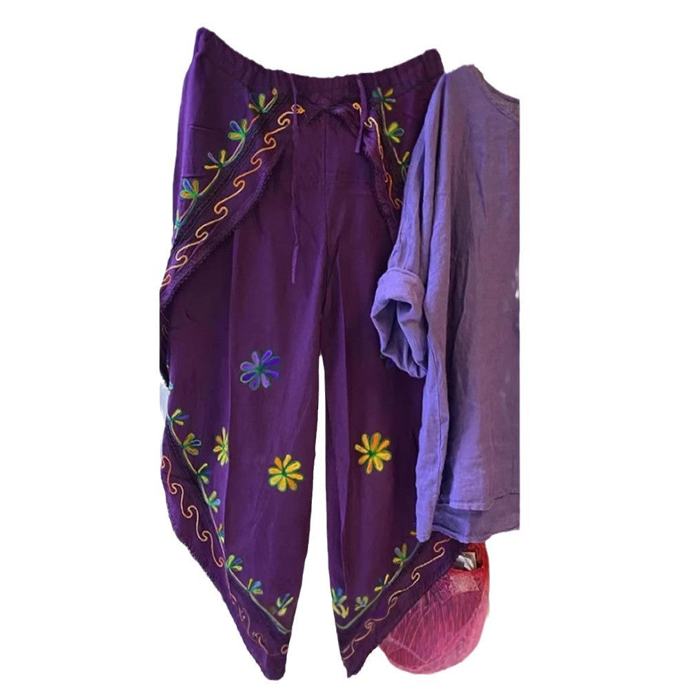 Damen Lockere Leinenbluse mit lässigem Schnitt und Rollärmeln Drune