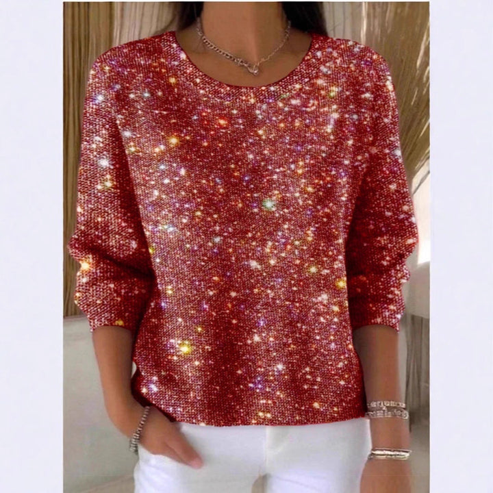 Damen Glitzerpullover mit Rundhalsausschnitt und lässigem Schnitt Drune