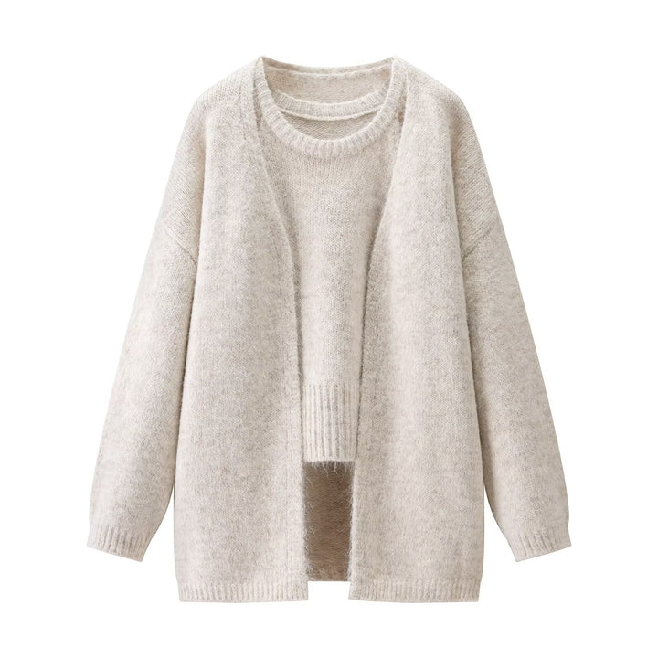 Damen weicher Strickmantel mit weitem Schnitt und eleganten Details Drune
