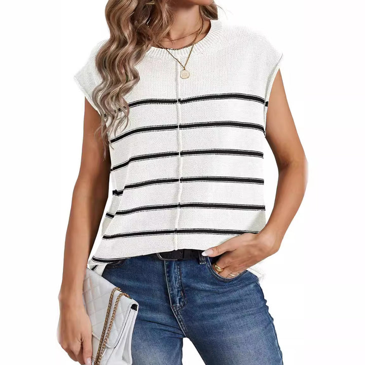 Damen lässiges Stricktop mit modischem Streifenmuster Drune