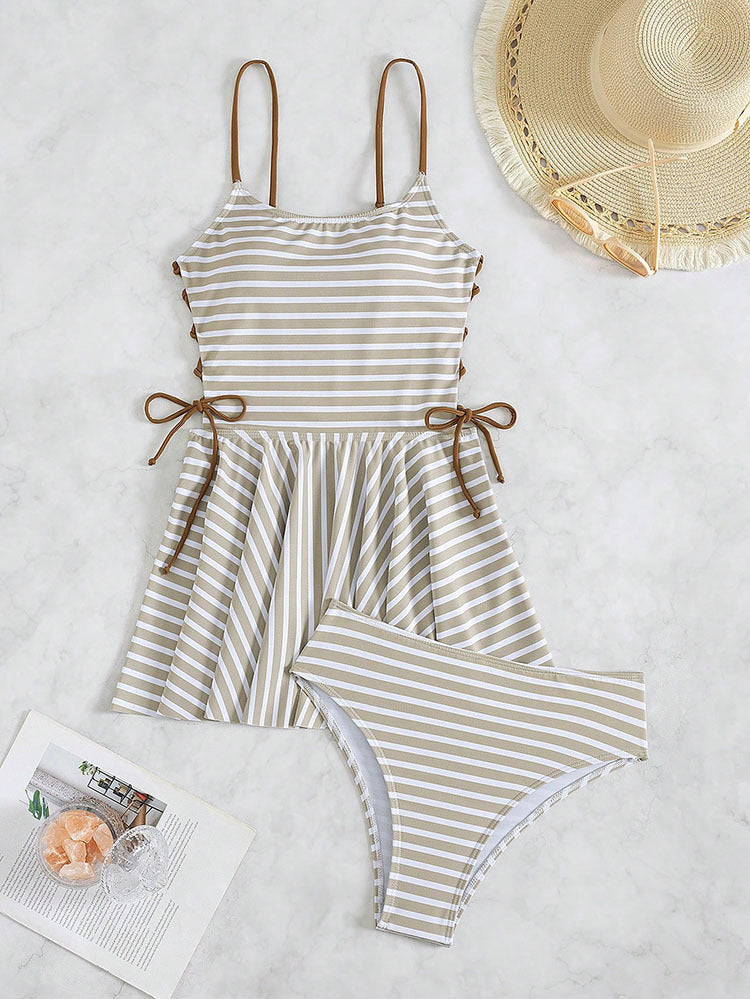 Damen Schwimmanzug mit lässigem Schnitt und Bindedetails Drune