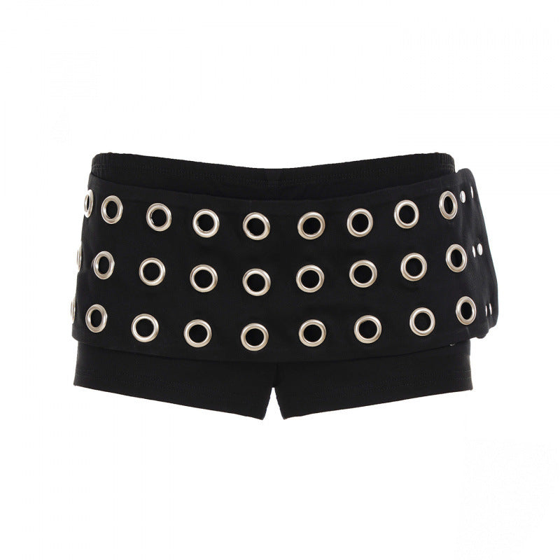 Damen modischer Minirock mit asymmetrischem Schnitt und metallischen Details Drune