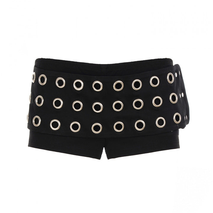 Damen modischer Minirock mit asymmetrischem Schnitt und metallischen Details Drune
