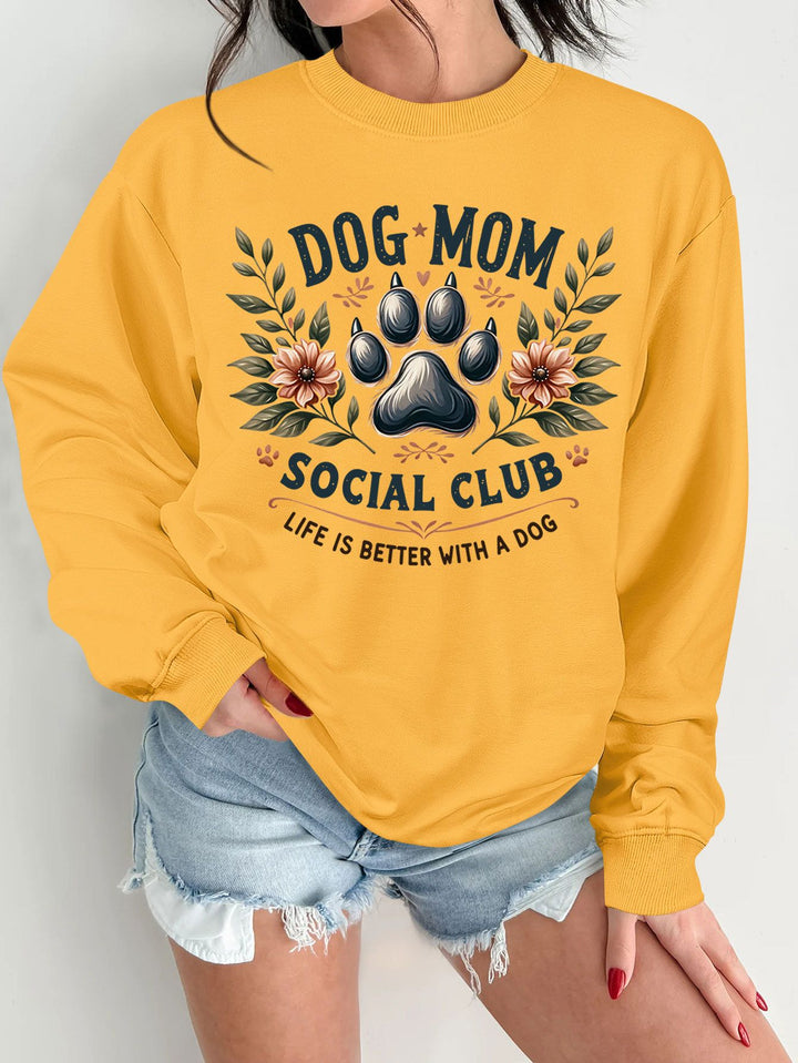Damen Sweatshirt mit trendigem Hundemotiv und aufgepepptem Aufdruck Drune
