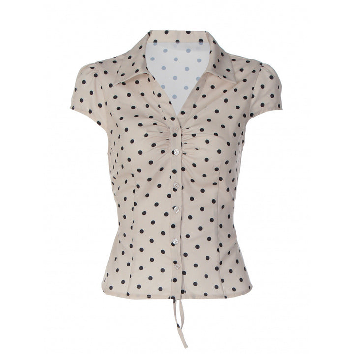 Damen Polka-Dot Bluse mit taillierter Passform und Rüschendetail Drune