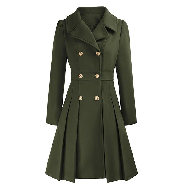 Damen Eleganter Trenchcoat mit tailliertem Schnitt und Plissee-Detail Drune