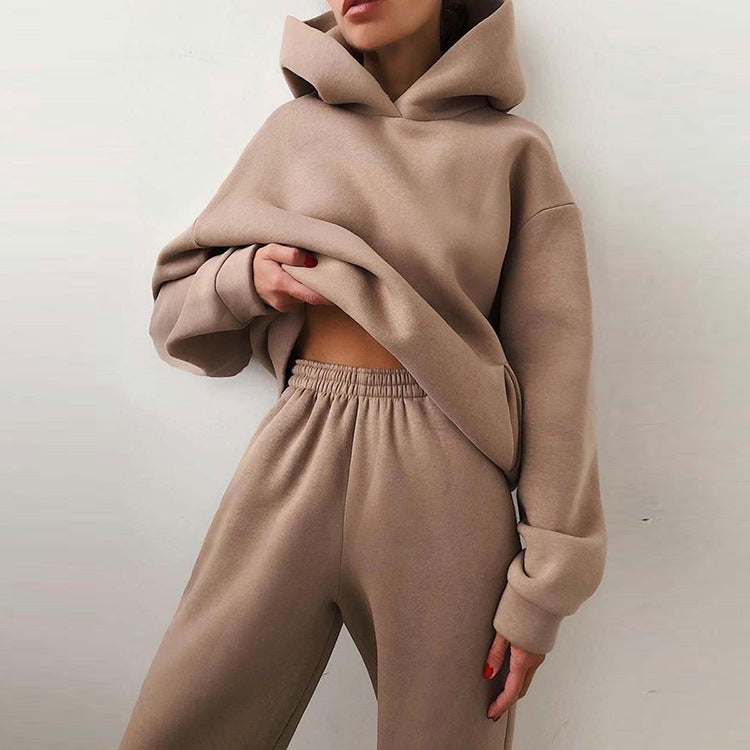 Damen gemütliches Hoodie- und Jogginghose-Set Drune