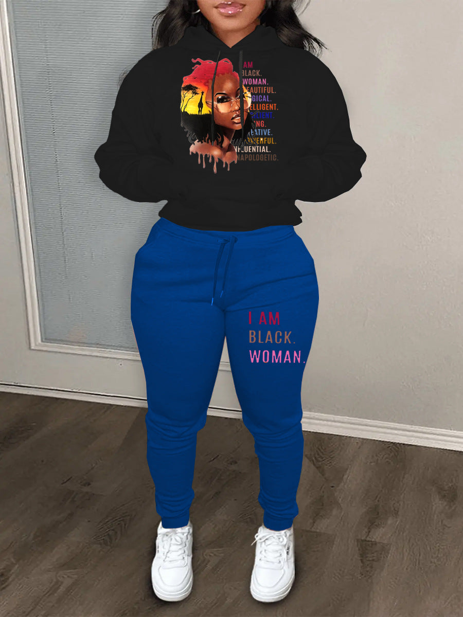 Damen Hoodie und Jogginghose Set mit inspirierendem Aufdruck Drune