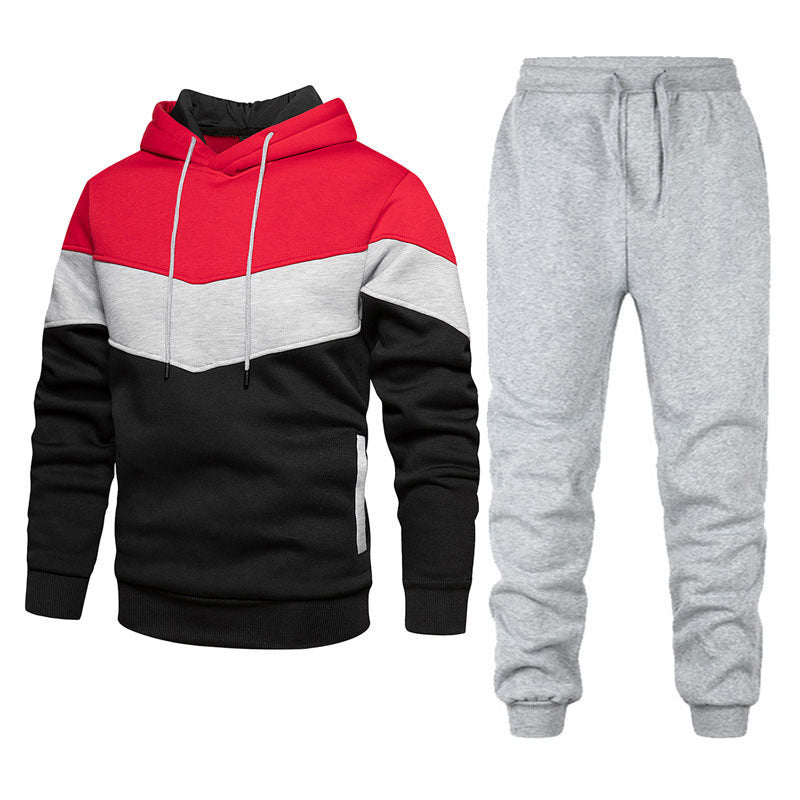 Herren nan zweifarbiges Hoodie-Joggingset mit Kängurutasche, tapered Jogginghose und doppellagiger Kapuze Drune