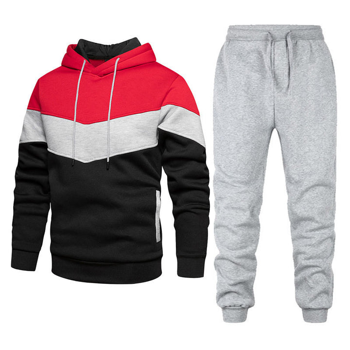 Herren nan zweifarbiges Hoodie-Joggingset mit Kängurutasche, tapered Jogginghose und doppellagiger Kapuze Drune