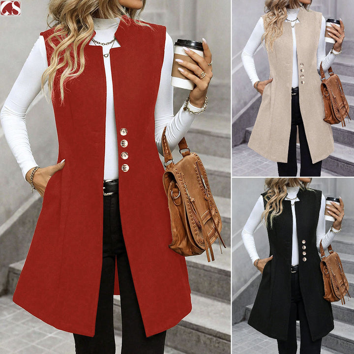 Damen Weste mit elegantem Schnitt und dekorativen Knöpfen Drune