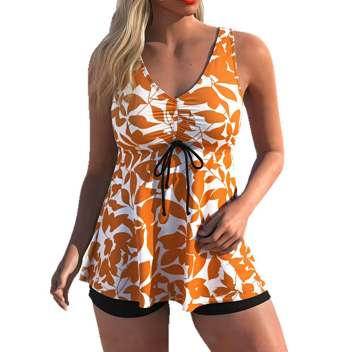 Damen Tankini-Set mit modischem Volant und grafischem Pfauenmuster Drune
