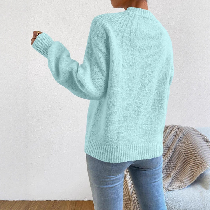 Damen lässiger Oversized-Pullover mit hohem Kragen und strukturiertem Design Drune
