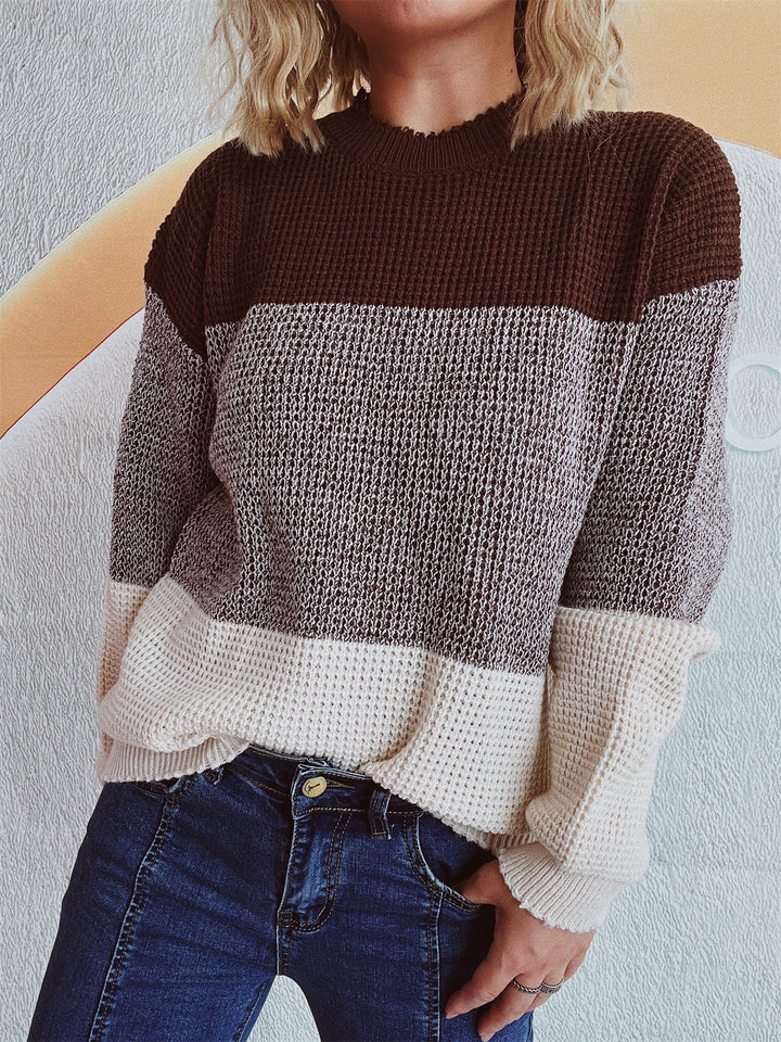 Damen lässiger Strickpullover mit großzügigem Muster und modernem Schnitt Drune