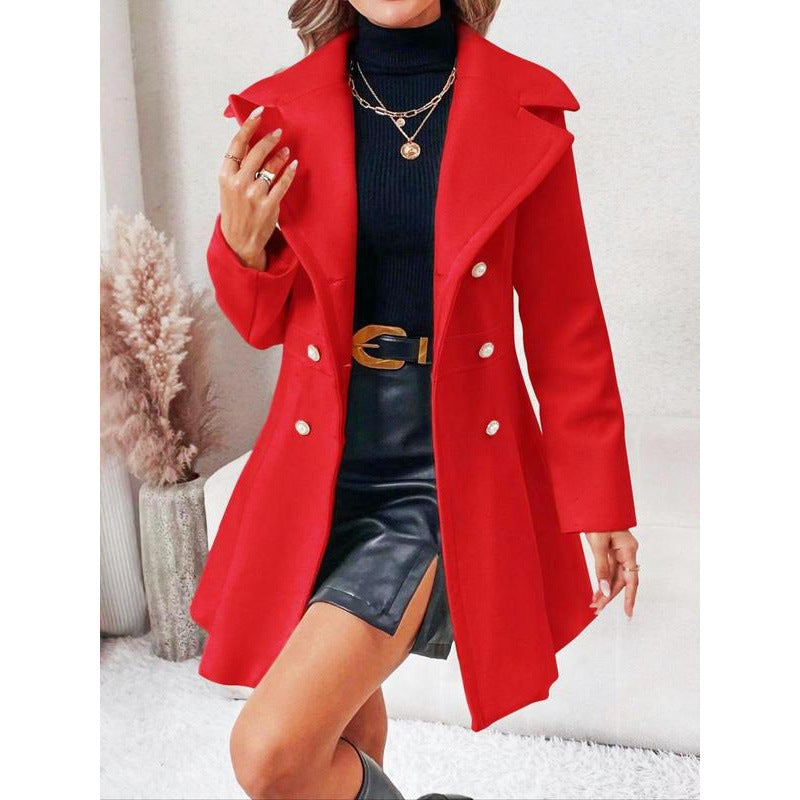 Damen eleganter Trenchcoat mit tailliertem Schnitt Drune