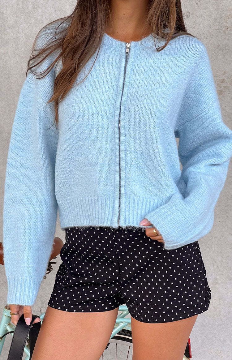 Damen lässiger Strickpullover mit Reißverschluss Drune