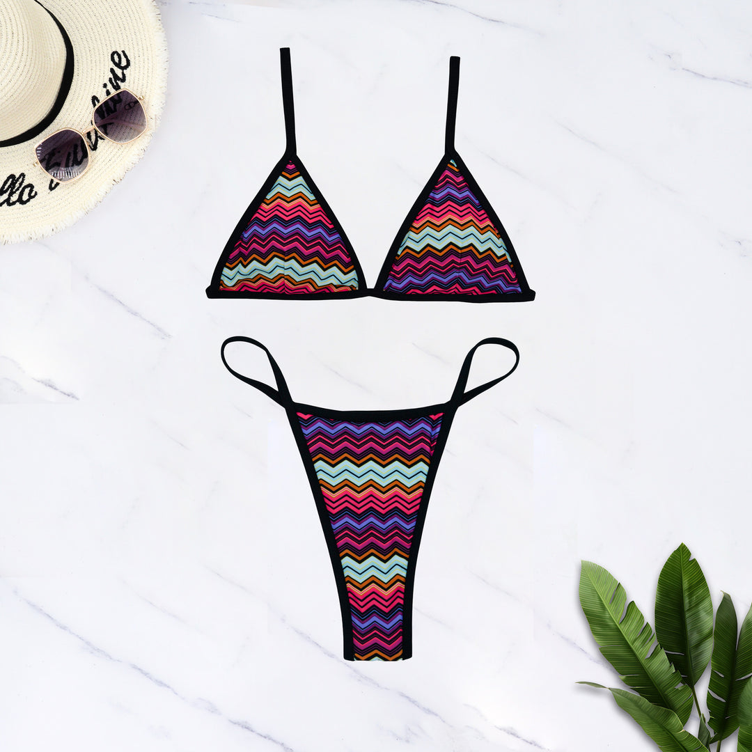 Damen Triangel-Bikini mit floralem Design und verstellbaren Trägern Drune