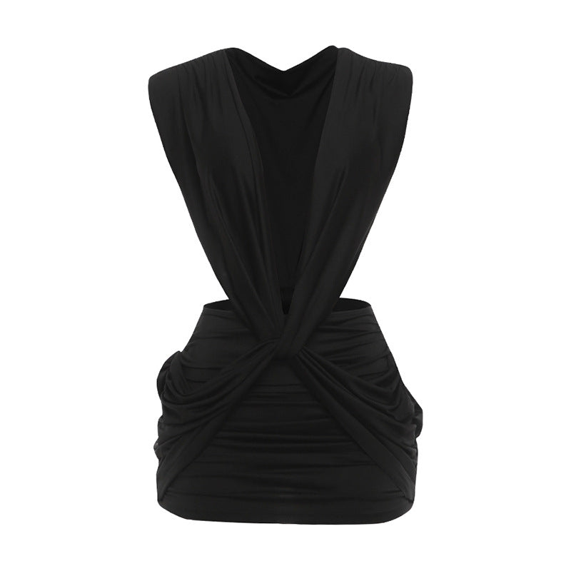 Damen Raffiniertes Mini-Kleid mit tiefem V-Ausschnitt und Raffungselementen Drune