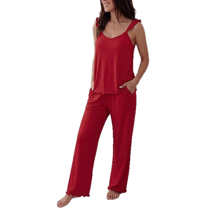 Damen Pyjama-Set mit zarten Rüschendetails und weichem Stoff Drune