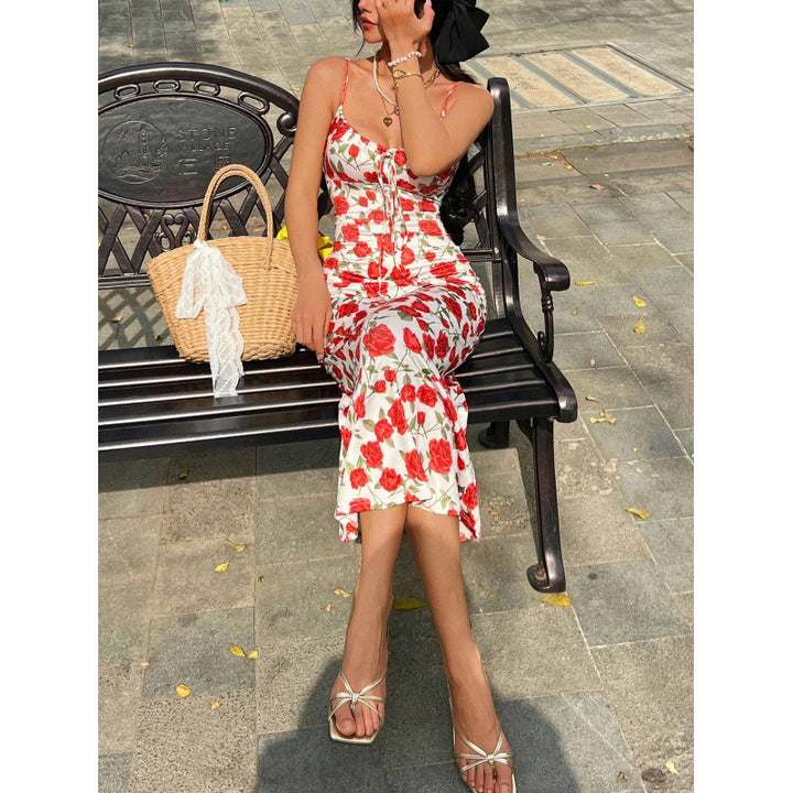 Damen Midi-Kleid mit floralen Details und zauberhaftem Schnitt Drune