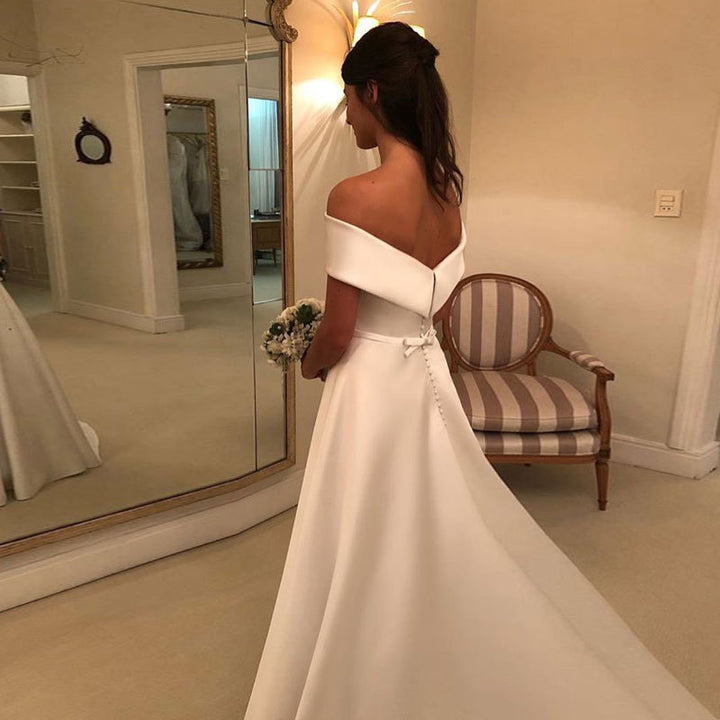 Drune | Elegante Frauen Hochzeit Off-neck Kleid