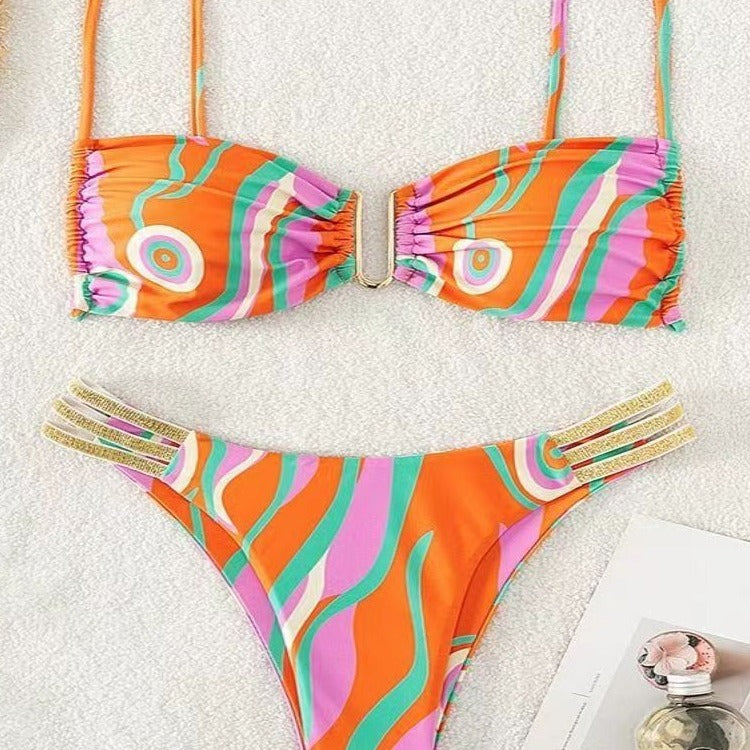 Damen Triangel-Bikini mit elegantem Raffungseffekt und modischen Akzenten Drune