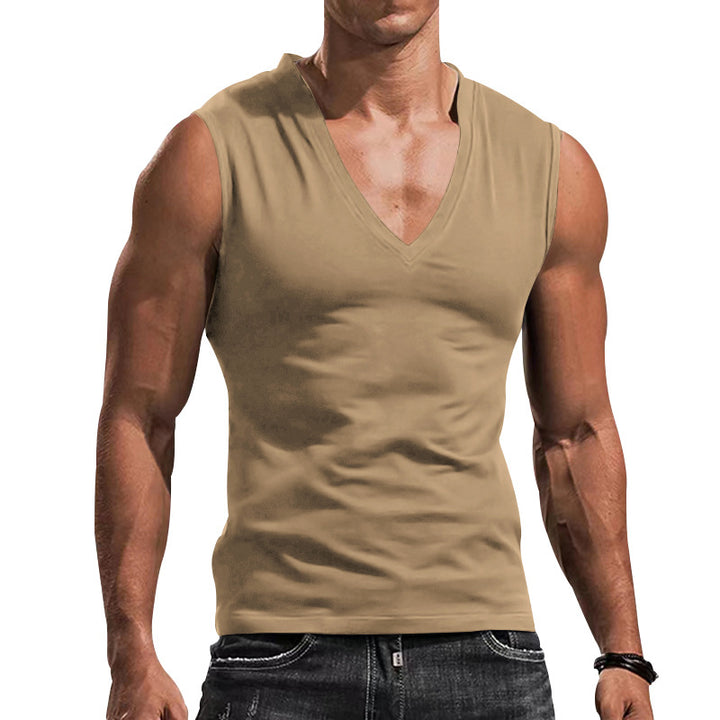 Herren ärmelloses V-Ausschnitt T-Shirt aus atmungsaktivem Material Drune