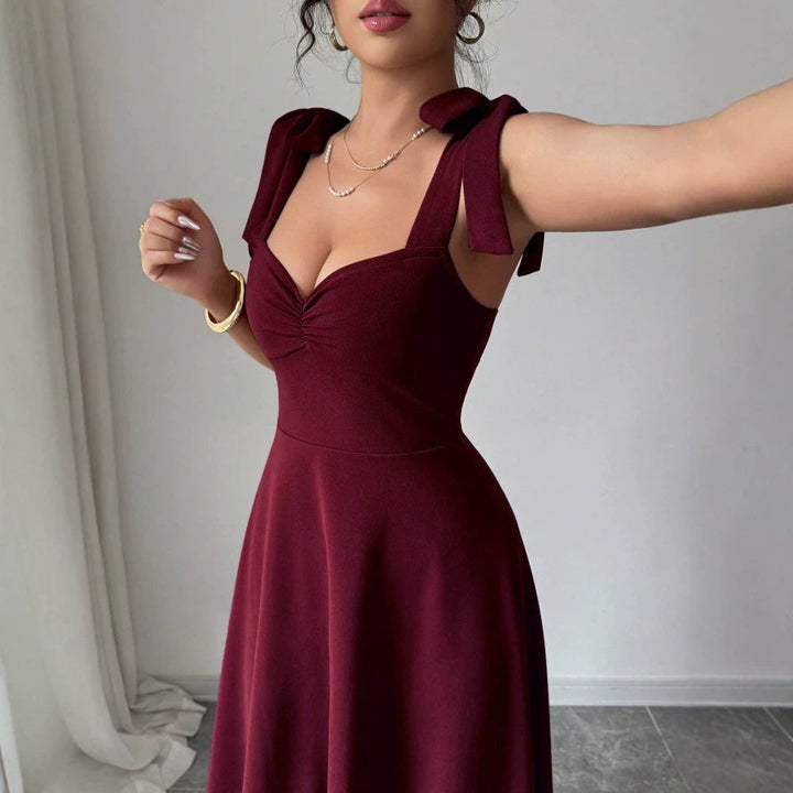 Damen Midi Kleid mit süßen Schleifenärmel Drune